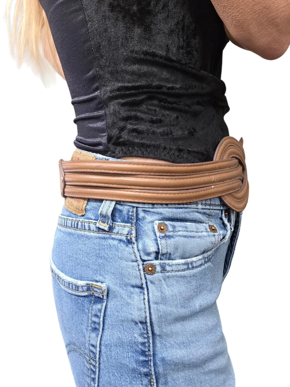 BCBGMaxAzria Wide Belt Brown Statement Waist Cinch Belt Size S